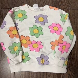 Zara Cream Sweatshirt with Multi-Color Daisy Print 3/4